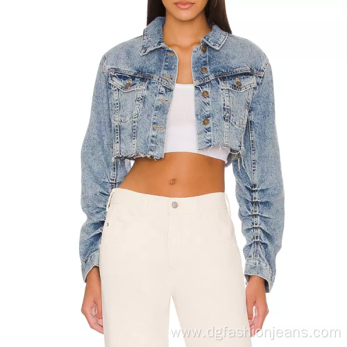 Casual Distressed Denim Jacket Women